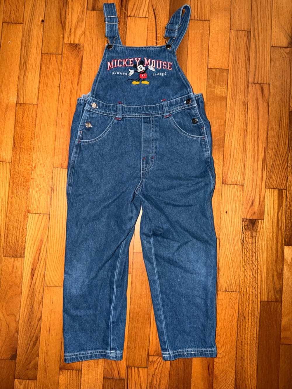 Vintage Mickey embroidered overalls by Disney